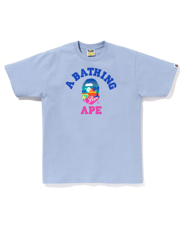 Bape Sunset Beach Tricko Panske Svetlo Modre | SK-9517