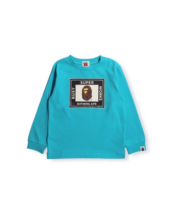 Bape Super Busy Works L/S Tricko Detske Modre | SK-4976