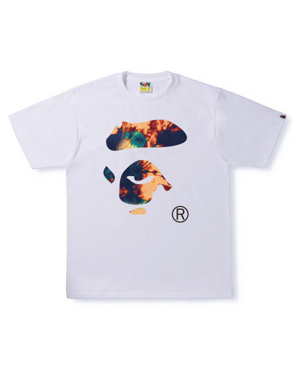 Bape Tie Dye Ape Face Tricko Panske Biele | SK-4183
