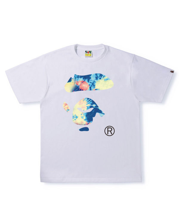 Bape Tie Dye Ape Face Tricko Panske Biele | SK-8035