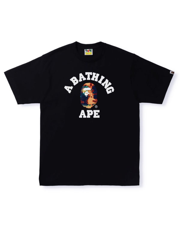 Bape Tie Dye College Tricko Panske Čierne | SK-3672