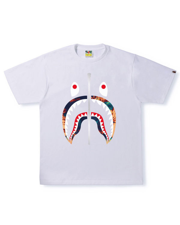 Bape Tie Dye Shark Tricko Panske Biele | SK-0789