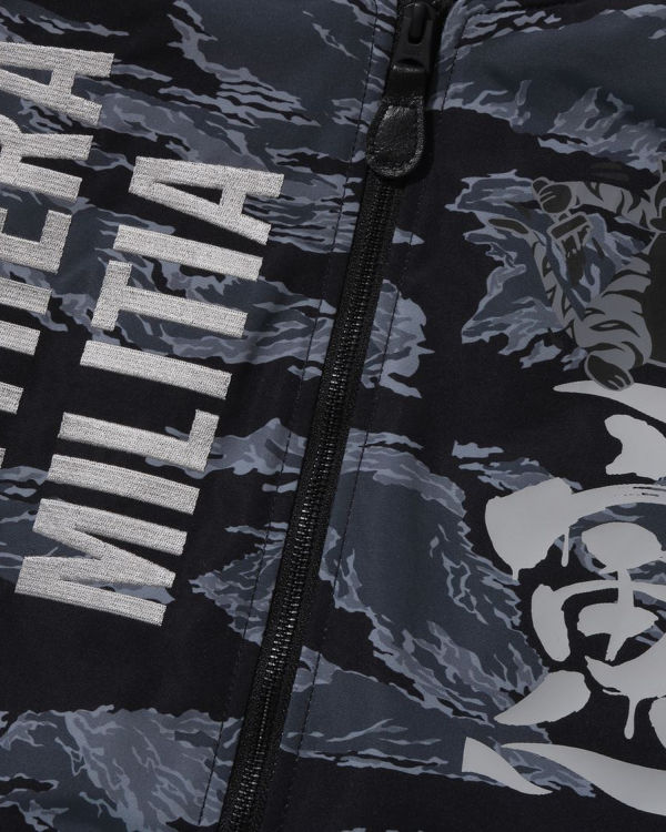Bape Tiger Camo Long MA-1 Kabáty Panske Čierne | SK-1834
