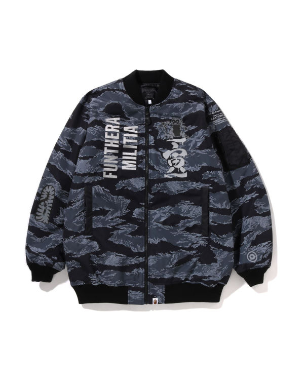 Bape Tiger Camo Long MA-1 Kabáty Panske Čierne | SK-1834