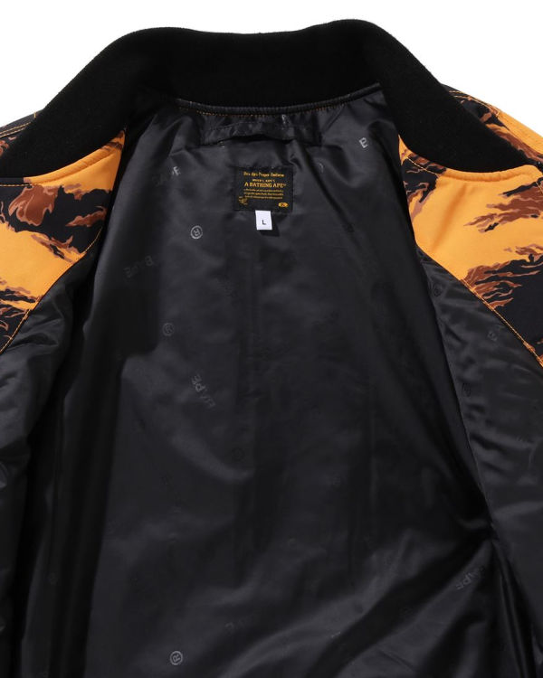 Bape Tiger Camo Long MA-1 Kabáty Panske Oranžové | SK-3458