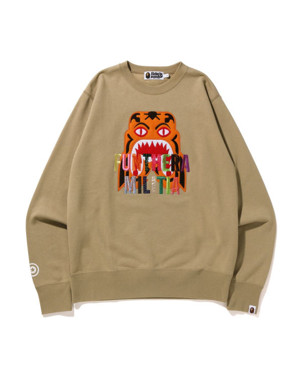 Bape Tiger Embroidery Crewneck Mikiny Panske Béžové | SK-2506