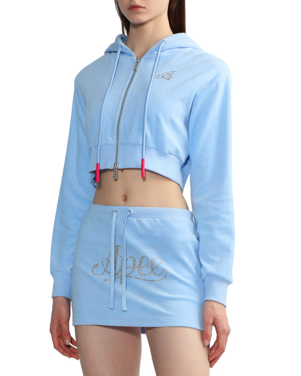Bape Towelling zip-up crop Mikiny S Kapucňou Damske Modre | SK-4760
