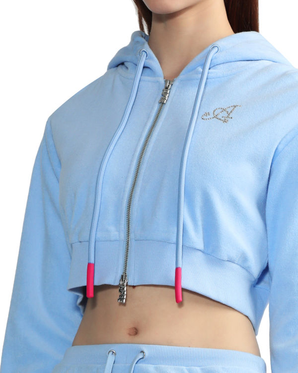 Bape Towelling zip-up crop Mikiny S Kapucňou Damske Modre | SK-4760