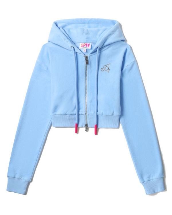 Bape Towelling zip-up crop Mikiny S Kapucňou Damske Modre | SK-4760