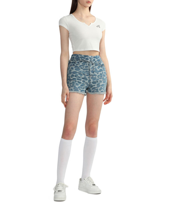 Bape V-neck crop Blúzky Damske Biele | SK-7592