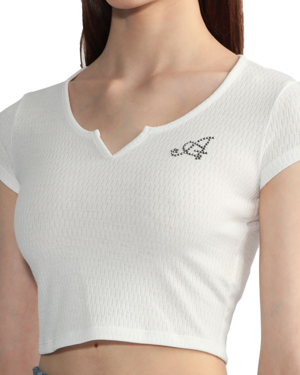 Bape V-neck crop Blúzky Damske Biele | SK-7592