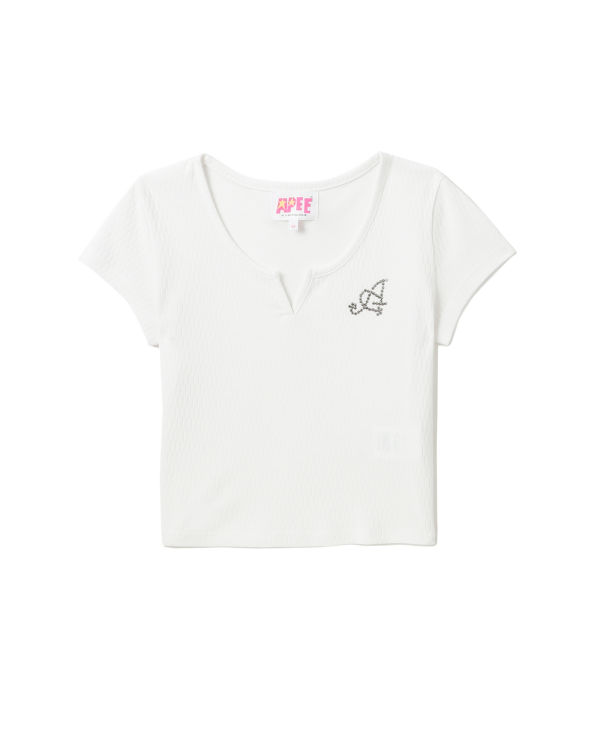 Bape V-neck crop Blúzky Damske Biele | SK-7592