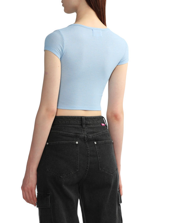 Bape V-neck crop Blúzky Damske Svetlo Modre | SK-9504