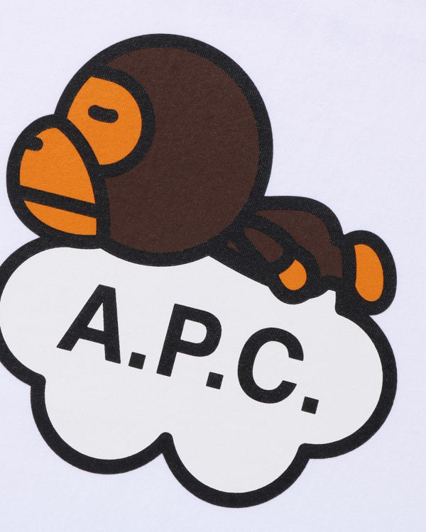 Bape X A.P.C. Milo Siroke Topanky Tricko Damske Biele | SK-3194