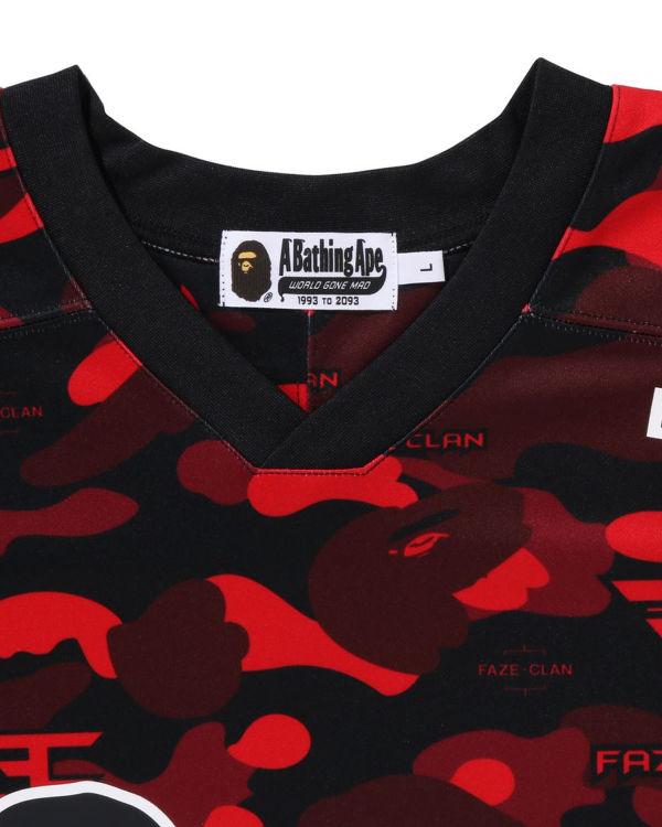 Bape X Faze Clan Hockey L/S Tricko Panske Svetlo Červené | SK-9148