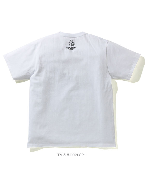Bape X Ghostbusters Camo College Tricko Panske Biele | SK-4089