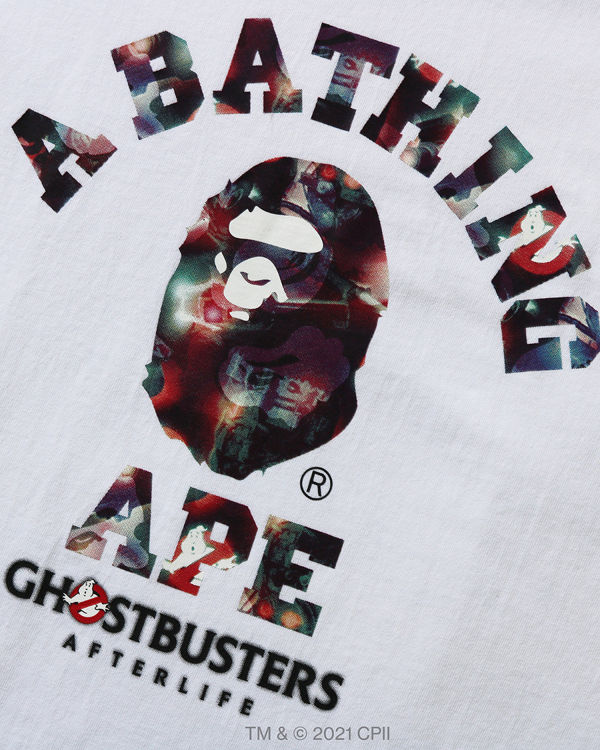 Bape X Ghostbusters Camo College Tricko Panske Biele | SK-4089
