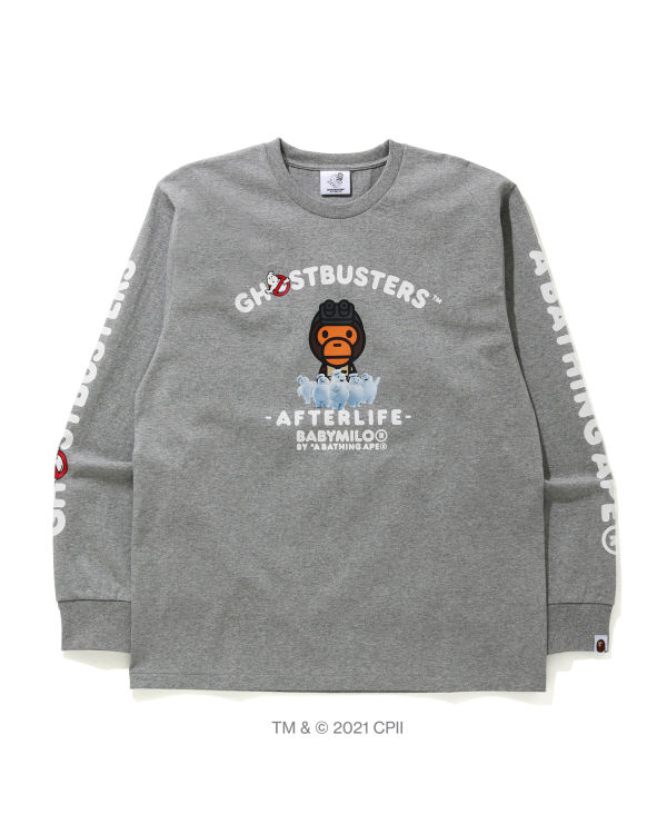 Bape X Ghostbusters Milo Long Sleeve Tricko Panske Siva | SK-7263