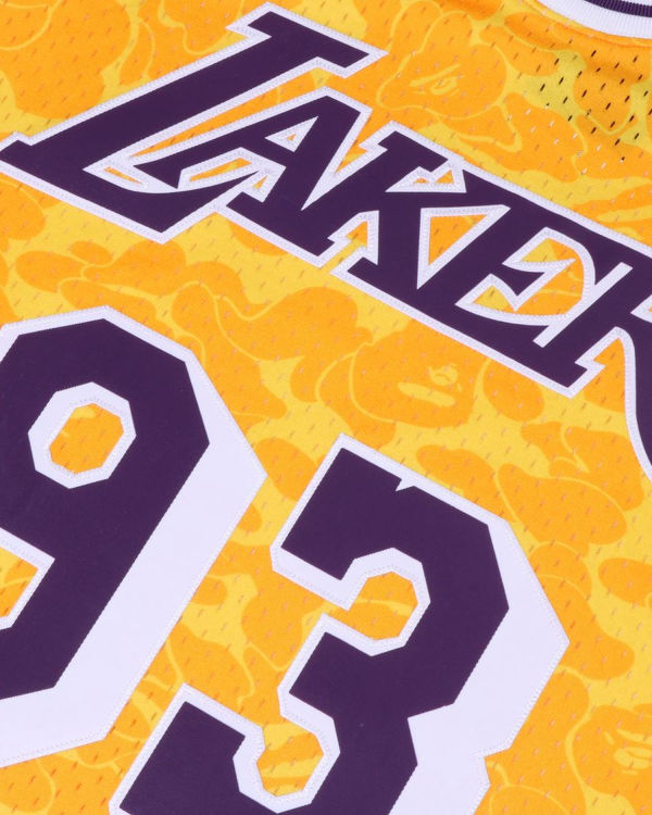Bape X M&N Los Angeles Lakers Jersey Tricko Panske Žlté | SK-6435