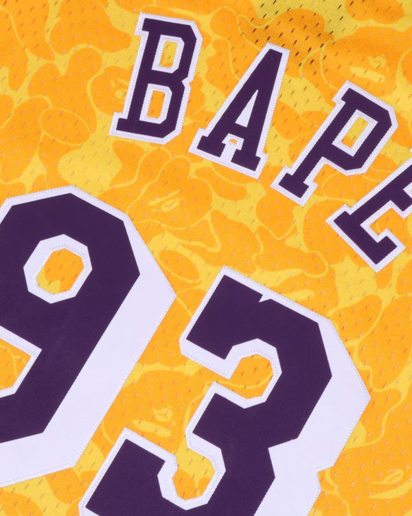 Bape X M&N Los Angeles Lakers Jersey Tricko Panske Žlté | SK-6435