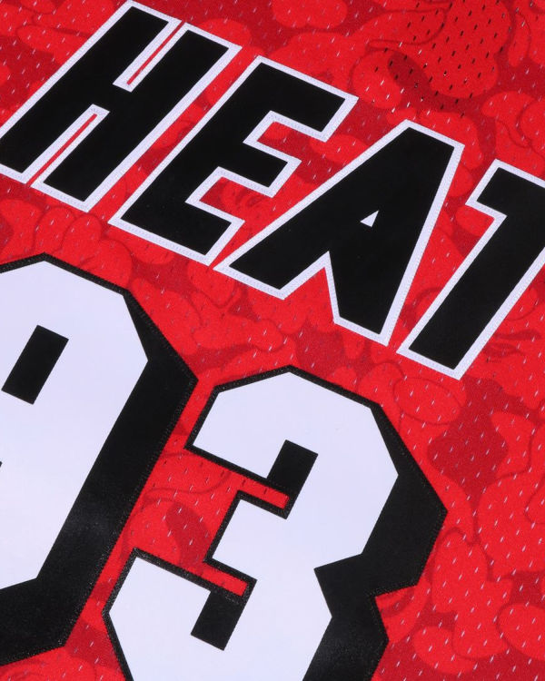 Bape X M&N Miami Heat Jersey Tricko Panske Svetlo Červené | SK-0271