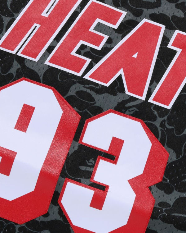 Bape X M&N Miami Heat Jersey Tricko Panske Čierne | SK-3987