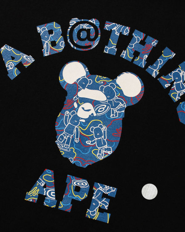 Bape X Medicom Toy Camo BE@R College Tricko Panske Čierne | SK-0983