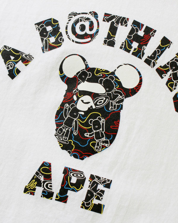 Bape X Medicom Toy Camo BE@R College Tricko Panske Biele | SK-5289