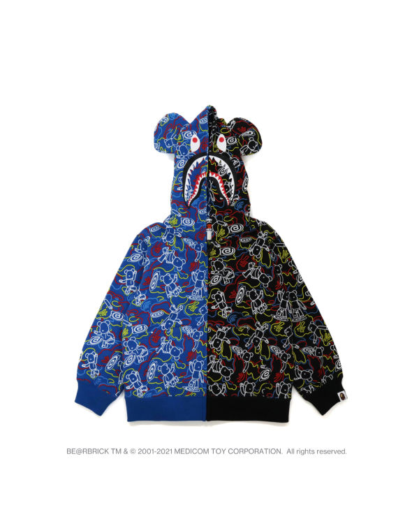 Bape X Medicom Toy Camo BE@R Shark Half Zip Mikiny S Kapucňou Detske Čierne Modre | SK-3182