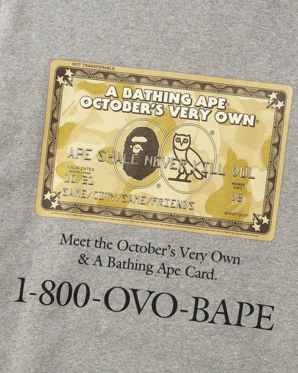 Bape X OVO Card Crew Neck Mikiny Panske Siva | SK-1850