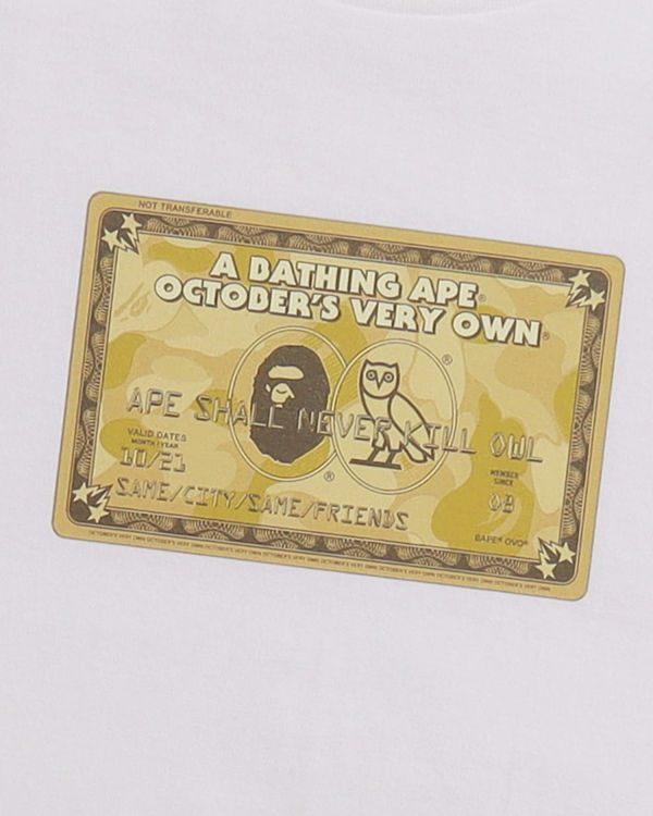 Bape X OVO Card Tricko Panske Biele | SK-6295