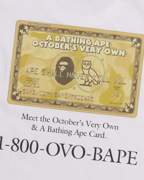 Bape X OVO Card Tricko Panske Biele | SK-6295