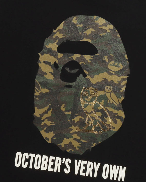 Bape X OVO Woodland Camo Ape Head Tricko Panske Čierne | SK-5617