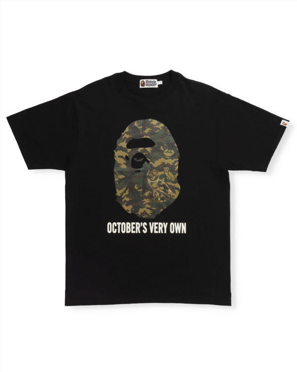 Bape X OVO Woodland Camo Ape Head Tricko Panske Čierne | SK-5617