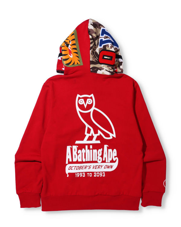 Bape X OVO Woodland Camo Shark Reversible Full Zip Mikiny S Kapucňou Panske Svetlo Červené | SK-9354