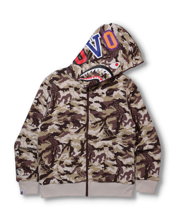 Bape X OVO Woodland Camo Shark Reversible Full Zip Mikiny S Kapucňou Panske Svetlo Červené | SK-9354