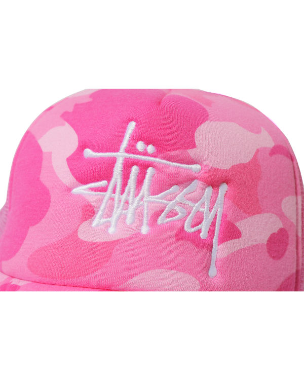 Bape X Stussy Trucker Caps Panske Ruzove | SK-9032